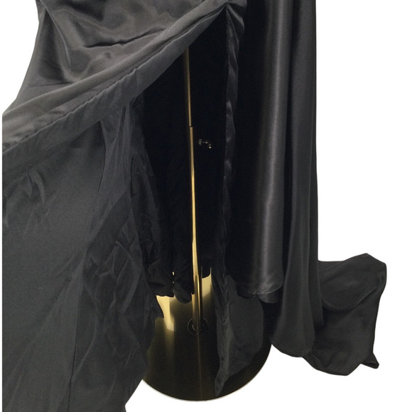 FORMAL SZ 4 S black satin one shoulder lace up gala prom party dress NEW B172 - Picture 4 of 10